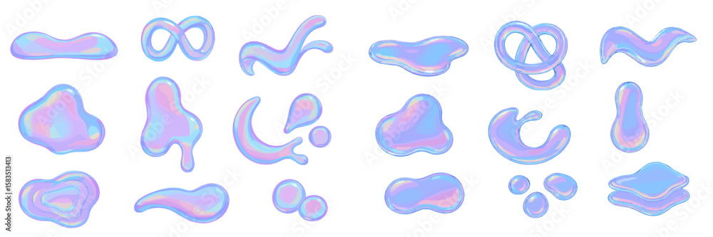 Aufkleber colorful abstract shapes in translucent hues arranged in an artistic display on a white background