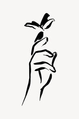 Aesthetic hand collage element, drawing illustration