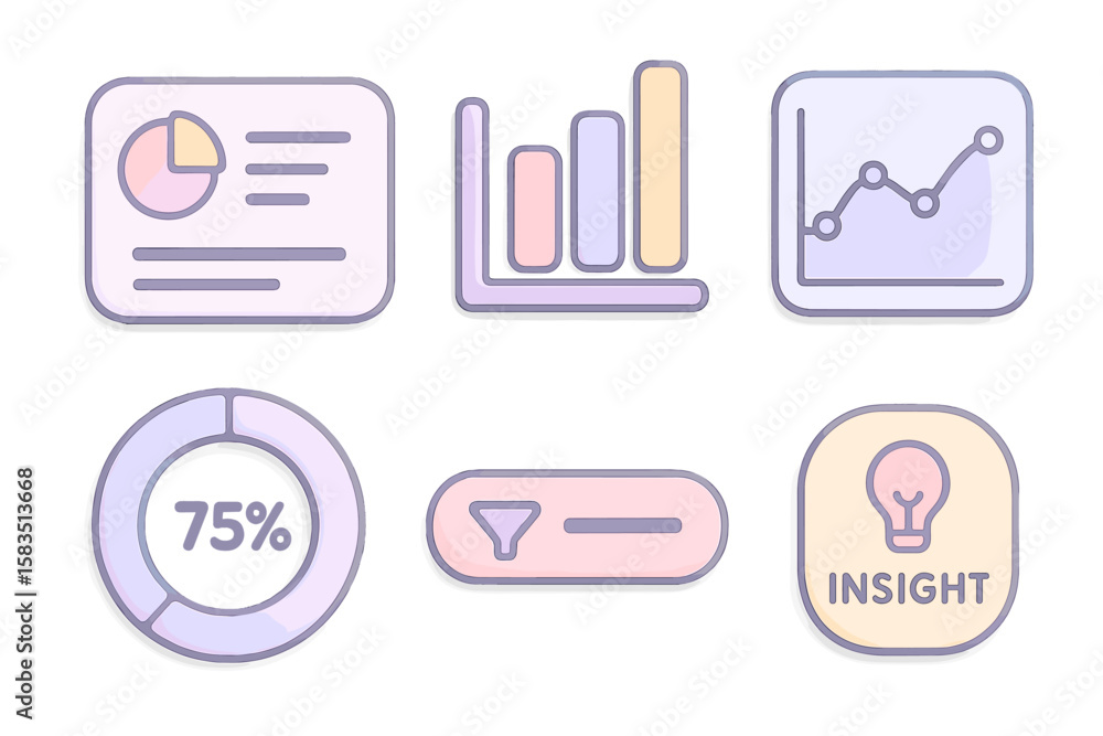 Poster colorful data visualization elements showcasing charts and insights for effective analysis and prese