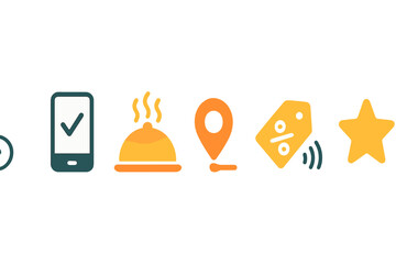 Restaurant app icons representing user-friendly features and convenience for dining experiences