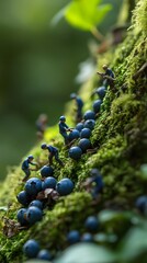 Miniature People Harvesting Blackberries