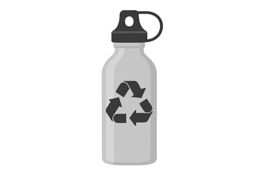 Reusable water bottle with recycling symbol, promoting eco-friendly habits and sustainability in everyday life
