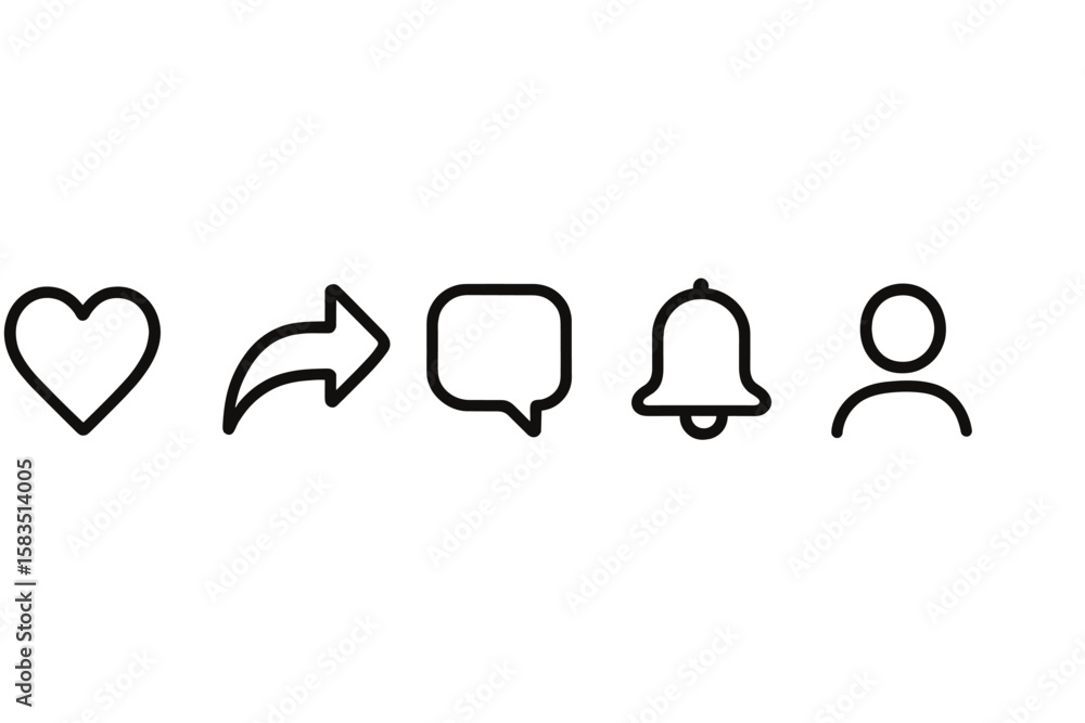 Poster symbols representing user interactions on a digital platform displayed in a clean and minimalistic f