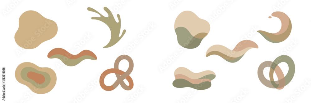 Poster abstract shapes and forms in earthy tones showcasing organic design elements created for artistic ex