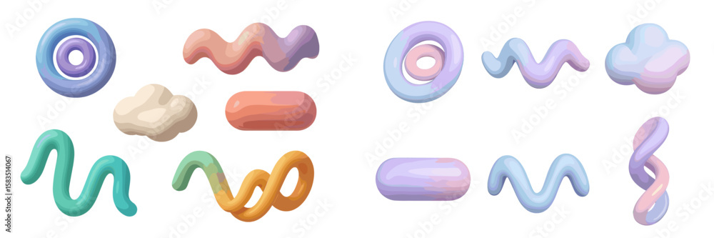 Poster colorful abstract shapes with soft pastel hues creating a playful and modern design