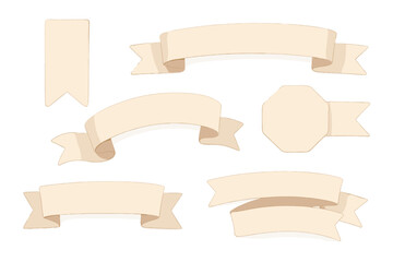 Different styles of blank ribbon banners suitable for design projects in various shapes and sizes