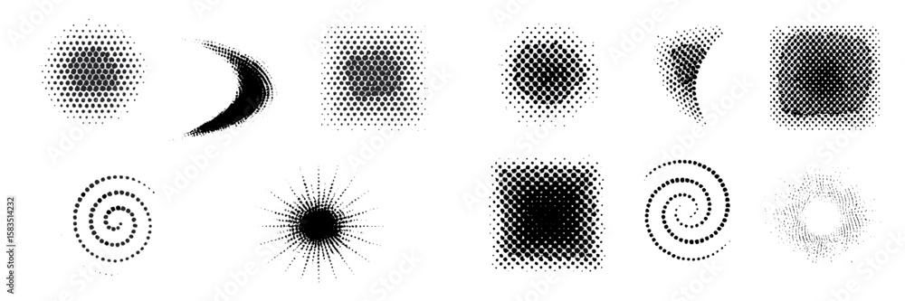 Poster various patterns and textures created with dots showcasing different shapes and designs in a minimal