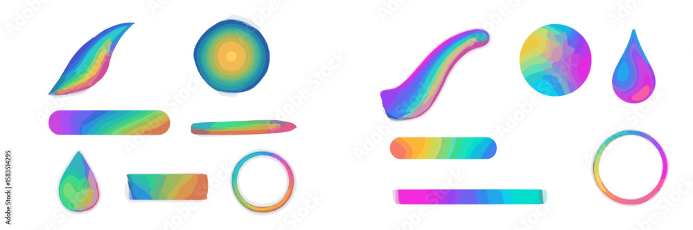 Poster colorful abstract shapes in vibrant gradients showcasing fluid design elements in a modern style