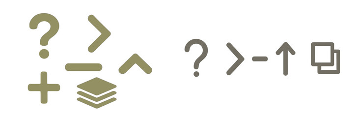 Abstract symbols showcasing various mathematical and programming notations on a light background in a minimalist design