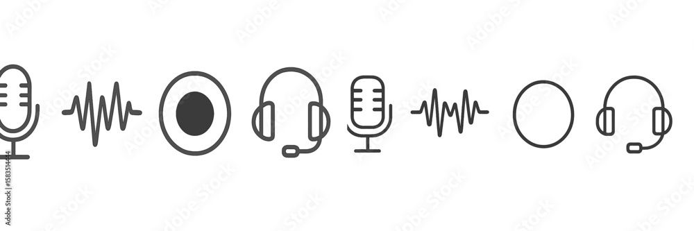 Aufkleber microphone and headphone icons representing audio technology and sound production concepts in a mini