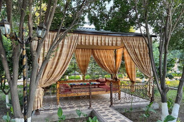 Tapchan is a type of outdoor furniture unique to Central Asia especially Uzbekistan 