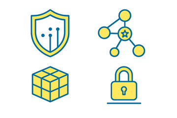 Fototapeta premium Security symbols representing digital protection and network connections in a modern design