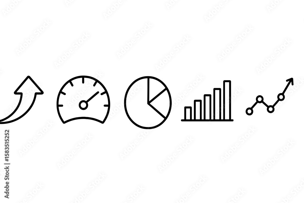 Poster visual representation of business growth indicators including graphs and metrics in a minimalistic d