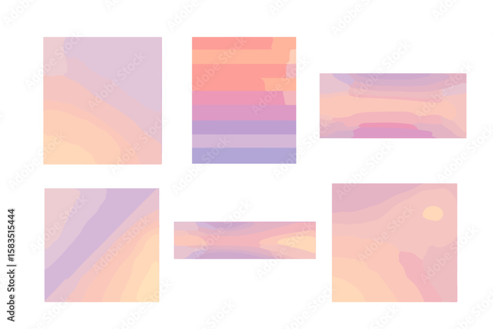 Poster colorful gradient abstract shapes with soft hues at dawn in a digital artwork setting