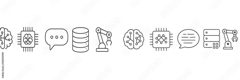 Poster modern technology concepts represented with icons showcasing ai, data processing, and automation in 