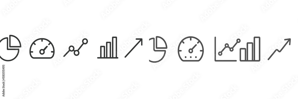 Poster data visualization elements for performance analysis and trend tracking in business metrics