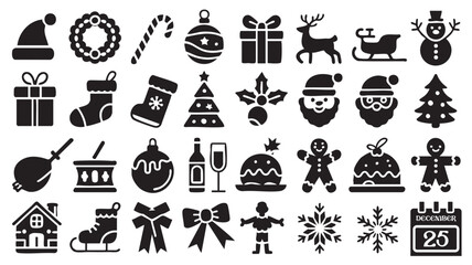 Christmas Icons Collection Black White santa