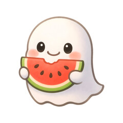 Obraz premium Ghost eats watermelon