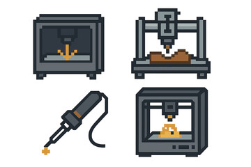 Fototapeta premium Creative workshop tools for fabrication and 3D printing in a modern design setting