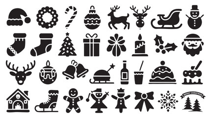 Christmas icons festive holiday symbols vector