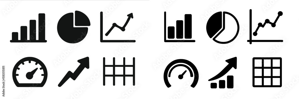 Poster charts and graphs displaying data trends in a business environment focused on analysis and growth me