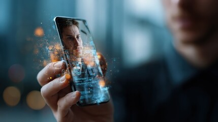 Digital interaction event smartphone technology urban environment user engagement futuristic concept