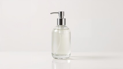 Cosmetic cream tub shown with reflection on a clean white surface