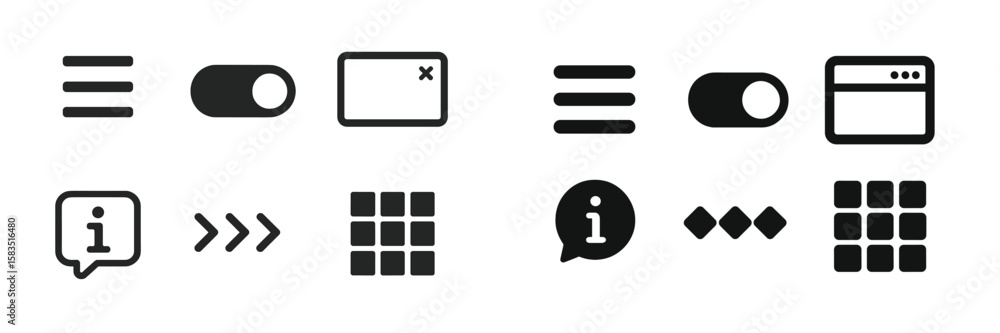 Poster collection of user interface icons representing various functions and actions in a digital environme