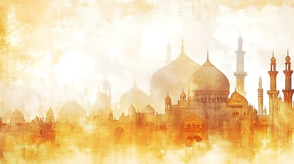 Golden mosque city skyline