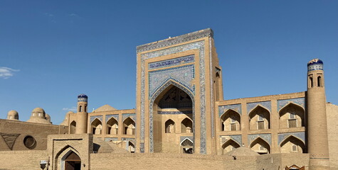 Famous madrasa building in the old town of Khiva, Uzbekistan 