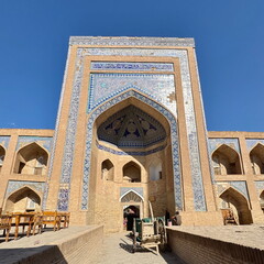 Famous madrasa building in the old town of Khiva, Uzbekistan 