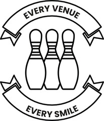 A logo for a bowling alley that says 