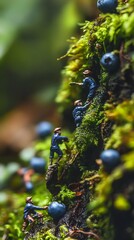 Miniature People Harvesting Blackberries