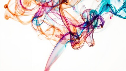 Multicolored smoke displayed on white