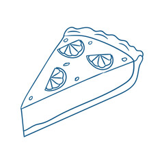 Delicious slice of lemon pie with fresh citrus garnishes displayed on a white background