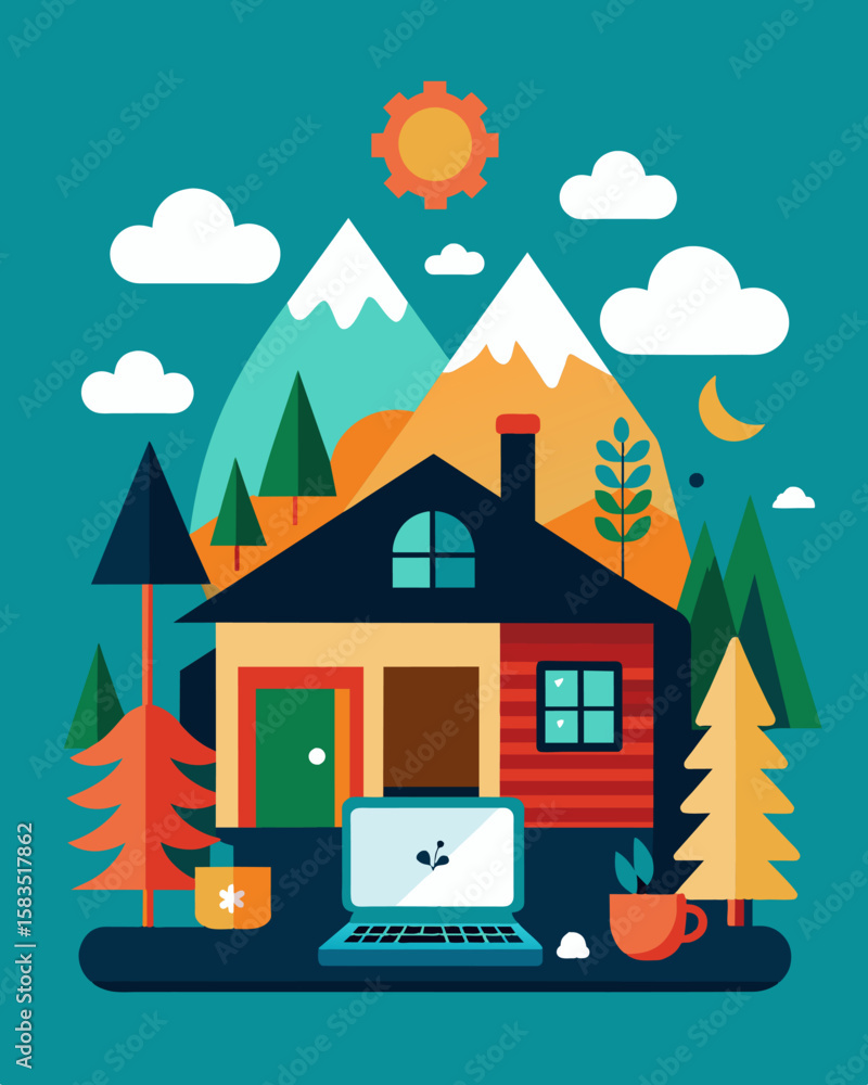 Poster the perfect combination of modern convenience and rustic charm making remote work a truly unique exp