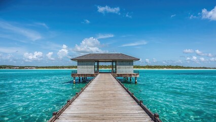 Concrete jetty platform set against the sky