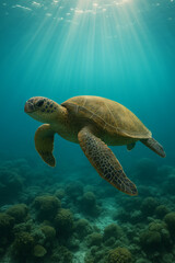 Obraz premium sea turtle swimming