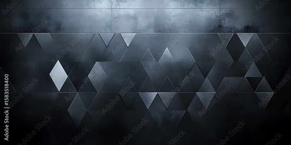 Aufkleber dimensional geometric surface, dark tones with triangular reflective forms