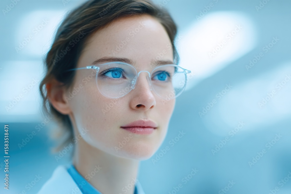 Poster scientist inspecting cell culture results using smart augmented overlay