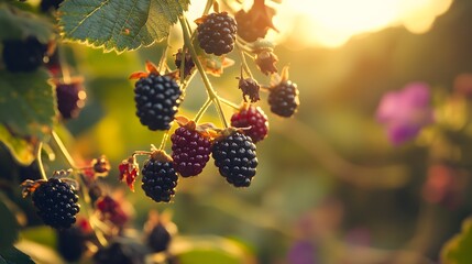 Miniature People Harvesting Blackberries