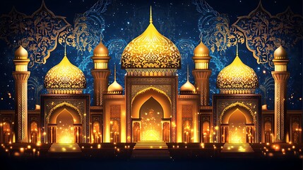 Golden mosque, night scene