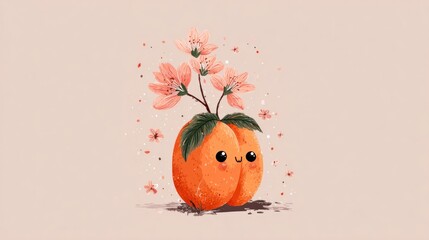 Cute apricots with flowers