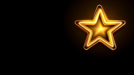Golden neon star on dark background