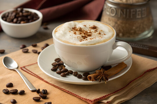 cup of coffee with beans