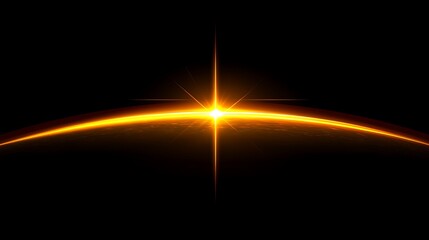 Golden orb rising on a black void