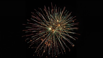 Bright explosive fireworks bursting in the night