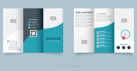 Corporate business trifold brochure template. Modern, Creative and Professional tri fold brochure vector design. Editable file