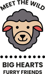 A sheep with a smiling face and the words 