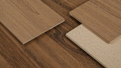 Close-up of color samples for furniture on a table